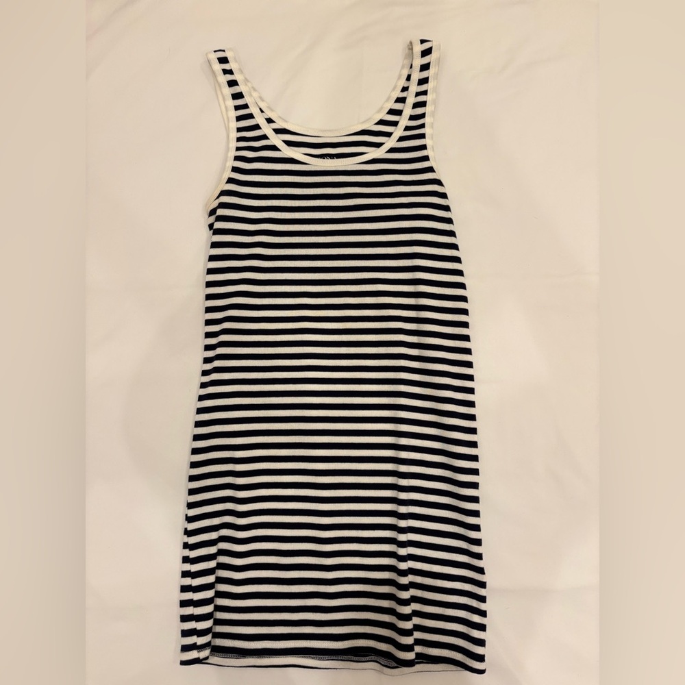 Navy and blue striped mini dress